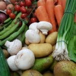Photo of the contents of our Mixed Veg Box with includes Veg, Fruit and Salad items.